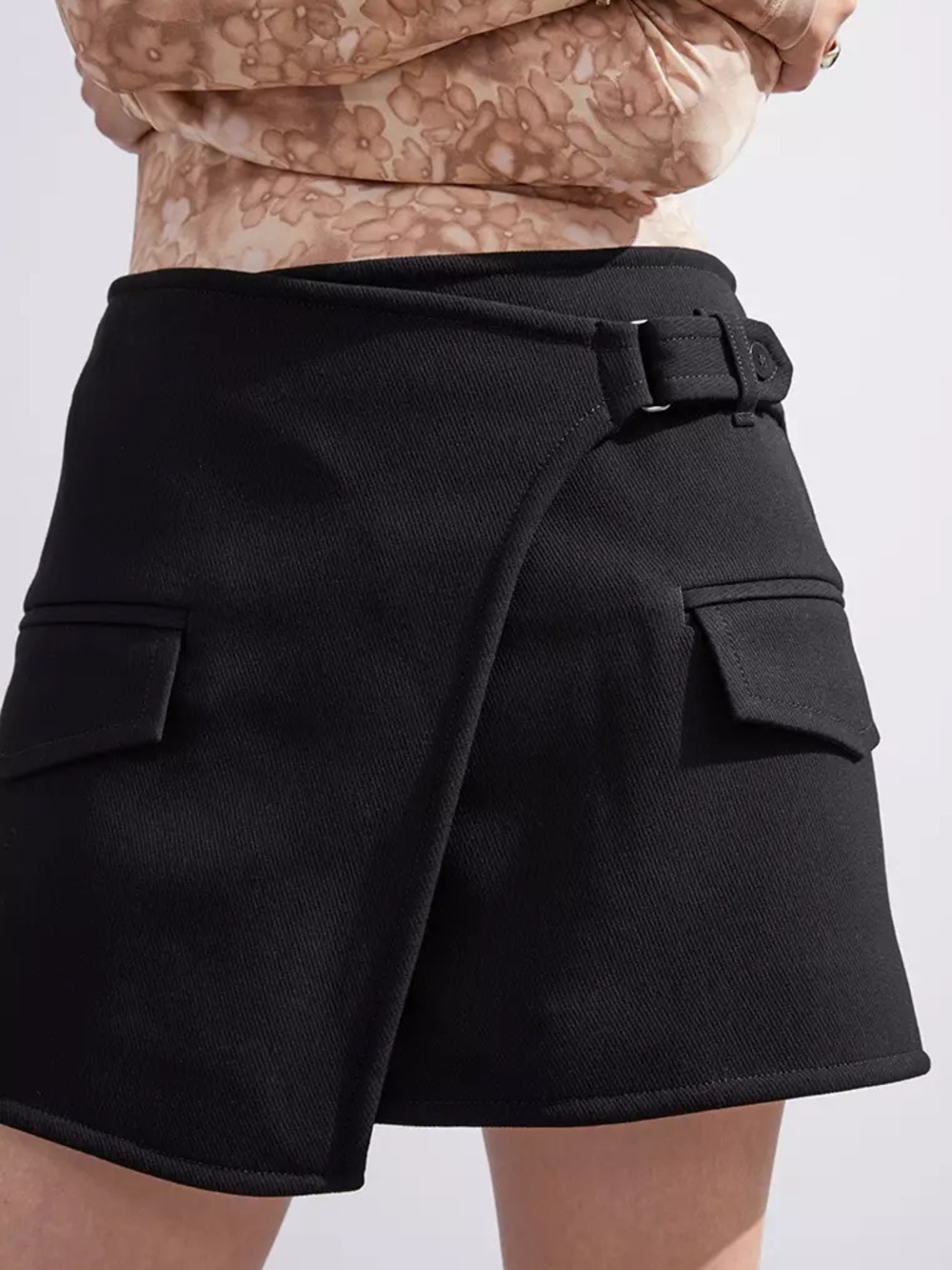 & Other Stories Black Mini Skirt with Branded Waistband